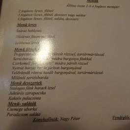 Csarnok Vendéglő, Budapest - Étlap/itallap