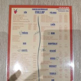 Csinszka Kultúrpresszó Budapest - Étlap/itallap