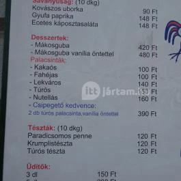 Csipegető , Budapest - Étlap/itallap
