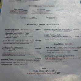 CSÓK Bisztró Budapest - Étlap/itallap