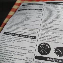 Csülök Csárda Miskolc - Étlap/itallap