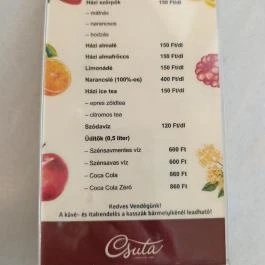 Csuta Cukrászda Csákvár - Étlap/itallap