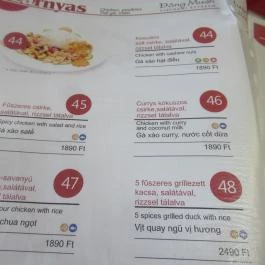 Dang Muoi Pho Bistro - Attila út Budapest - Étlap/itallap