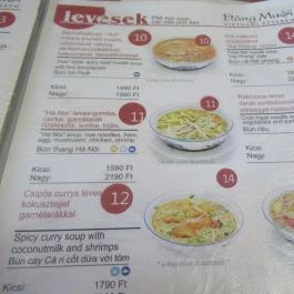 Dang Muoi Pho Bistro - Attila út Budapest - Étlap/itallap