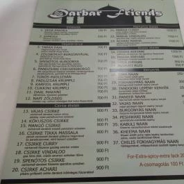 Darbar Friends Pakisztáni & Indiai Étterem Budapest - Étlap/itallap