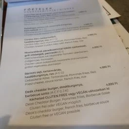 Deák Étterem Sopron - Étlap/itallap