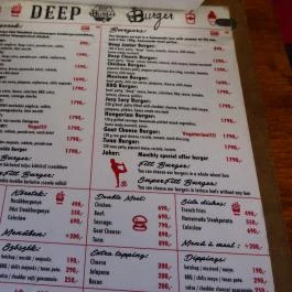 Deep Burger - Akácfa utca Budapest - Étlap/itallap
