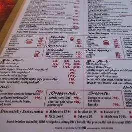 Deep Burger - Dob utca Budapest - Étlap/itallap
