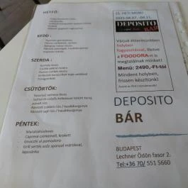 Deposito Bar Budapest - Étlap/itallap