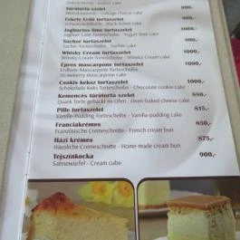 Dinasztia Cukrászda, Siófok - Étlap/itallap