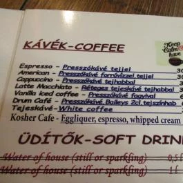 Drum Cafe Langosh & Gulash Bar Budapest - Étlap/itallap