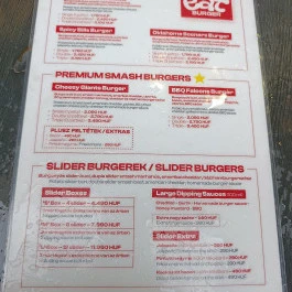 EAT Burger Budapest - Étlap/itallap
