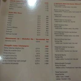 Éden Étterem, Zalakaros - Étlap/itallap