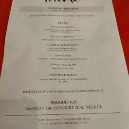 El Hispano Budapest - Étlap/itallap