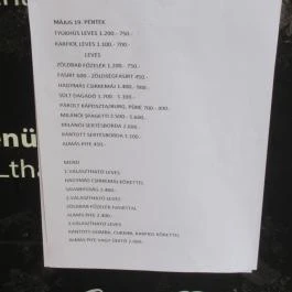 Első Fogás Kifőzde Budapest - Étlap/itallap