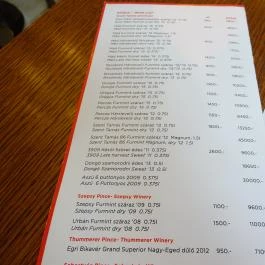 Első Mádi Borház, Mád - Étlap/itallap