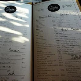 Elysée Bistro & Kávéház Budapest - Étlap/itallap