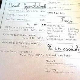 Elysée Bistro & Kávéház Budapest - Étlap/itallap