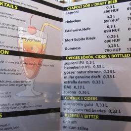 Epic Burger & Bar - Dohány utca Budapest - Étlap/itallap