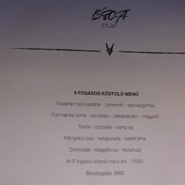 Esca Stúdióétterem Budapest - Étlap/itallap