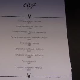 Esca Stúdióétterem Budapest - Étlap/itallap