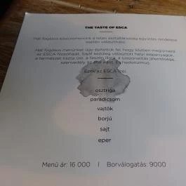 Esca Stúdióétterem Budapest - Étlap/itallap