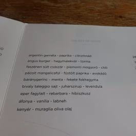 Esca Stúdióétterem Budapest - Étlap/itallap