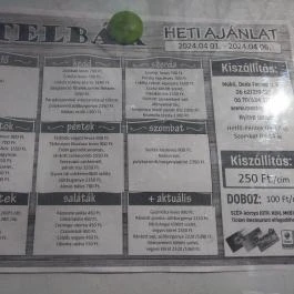 Ételbár, Makó Makó - Étlap/itallap