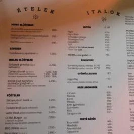 Extra Budapest - Étlap/itallap