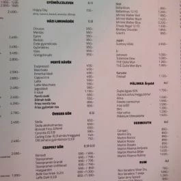 Extra Budapest - Étlap/itallap