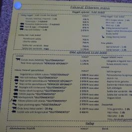 Fakanál Étterem Budapest - Étlap/itallap