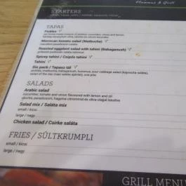 Falafel Bar - Bajcsy-Zsilinszky út Budapest - Étlap/itallap