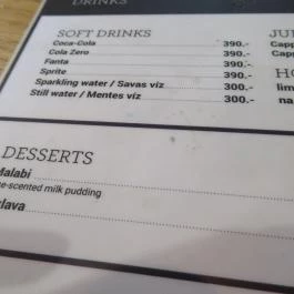 Falafel Bar - Bajcsy-Zsilinszky út Budapest - Étlap/itallap