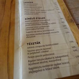 Fanyűvő Étterem, Budapest - Étlap/itallap