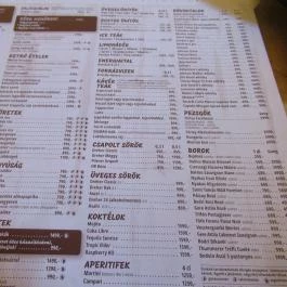 Fanyűvő Étterem, Budapest - Étlap/itallap