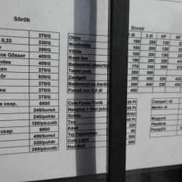 Fapados Poharazó Budapest - Étlap/itallap