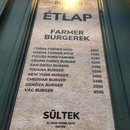 Farm Burger Vác, Vác - Étlap/itallap