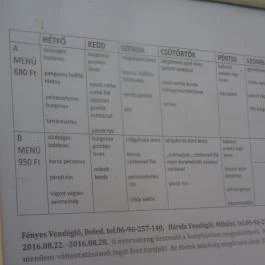 Fényes Vendéglő Beled - Étlap/itallap