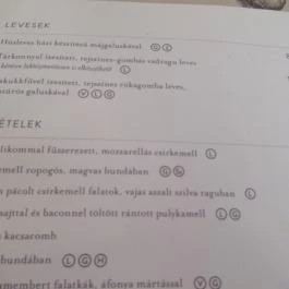 Fenyőharaszt Kastélyszálló étterme Verseg - Étlap/itallap