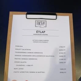 Fiktív Café & Event, Budapest - Étlap/itallap