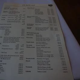 Fióka Budapest - Étlap/itallap