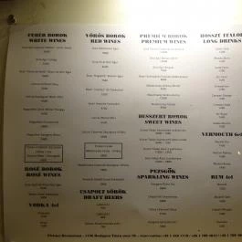 Firkász Cafe & Restaurant, Budapest - Étlap/itallap