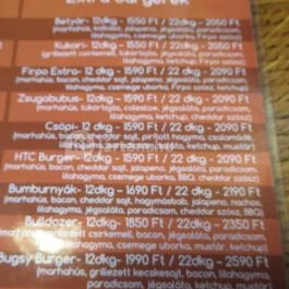 Firpo Burger & Bar Budapest - Étlap/itallap