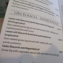 Földes Józsi Vendéglője Budapest - Étlap/itallap