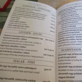Földes Józsi Vendéglője Budapest - Étlap/itallap