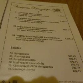 Régiposta Kisvendéglő, Miskolc - Étlap/itallap