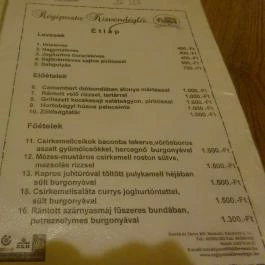 Régiposta Kisvendéglő, Miskolc - Étlap/itallap