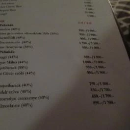 Furmint Drinkbár, Egerszalók - Étlap/itallap