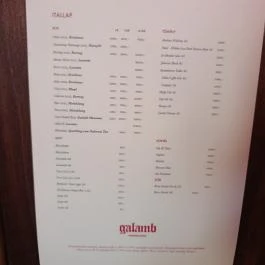Galamb vendéglátás, Budapest - Étlap/itallap