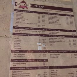 Gárden Budapest - Étlap/itallap